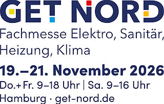 GET NORD Logo mit Unterzeile. Die Unterzeile beinhaltet Claim, Datum, Öffnungszeiten, Ort und Website